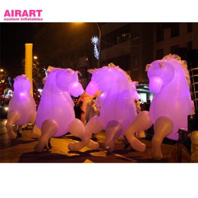 China 420D Oxford Cloth White Inflatable Horn Costume Decoration Adult Inflatable Horses For Outdoor Parades for sale