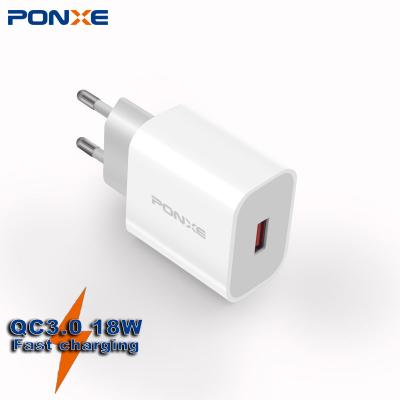 China PONXE QC3.0 Mobile Phone Quick Chargers QC3.0 USB Logo Usb Wall Home Fast Fully Compatible Customer Charging Android Charger for sale