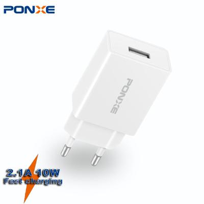 China PONXE 2.1A USB Mobile Phone Charger EU Plug Home Charger For Iphone Wall Charger For Samsung Mobile Phone for sale