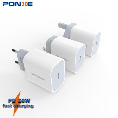 China PONXE 20W Mobile Phone Palladium USB C Charger 9v2a Fast Charging Type New Fast C Wall Home Charger For Iphone 13 for sale