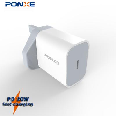 China CE Certification Fast Wall Mobile Phone PONXE USB C Charger 18W/20W Palladium Chargers Home Charger For Iphone 11/12/13 for sale