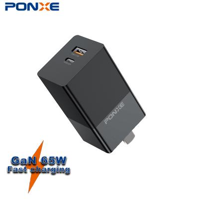 China PONXE LAPTOP USB C Gan 65W Wall Charger For Laptop QC3.0 USB Adapter Fast Charging Universal PD 65W Gan Charger for sale