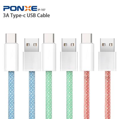 China MP3/MP4 Type C Cable 3A/18W Player PONXE OEM Android USB Fast Charger Cables Phone Fast Charging Cable for sale