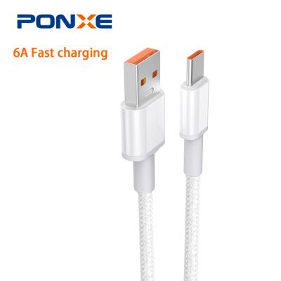 China Mobile Phone OEM 6A Fast Charging Type-C USB Cable 66w Braided Data Cable For Huawei Samsung XiaoMi for sale