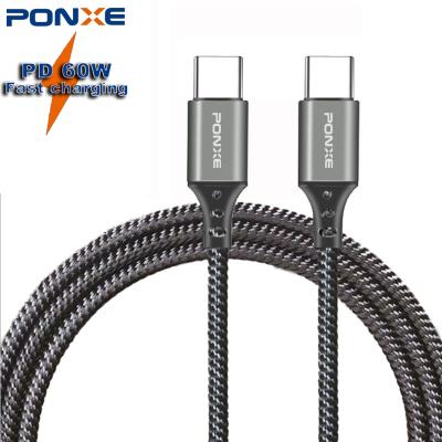 China Free Shipping MP3/MP4 Player PONXE 3A PD USB C Fast Charging Cables Braided Cable For Iphone Type C Fast Cable For Samsung for sale