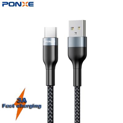 China MP3/MP4 Type C Player PONXE 3A Cable Braided Fast Charging Cable For Mobile Phone Usb Data Cable For Android Phone for sale