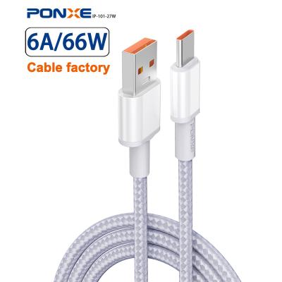 China MP3/MP4 Hot Sale 27W Super PD Type C 3A Charger USB C Player PONXE Data Cables 66W Fast Charger Cable For Iphone for sale