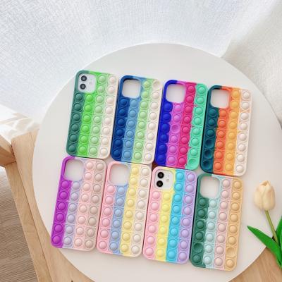 China Newest 3d Silicone Anti-stress Bubble Shockproof Moving Person Toys Phone Case For Iphone 13 12 11 Xs Max Xr Push Pops Rainbow Cover for sale