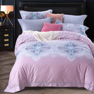 China Nondisposable 100% Cotton Quilt Cover Jacquard Bedding Set Reactive Print for sale