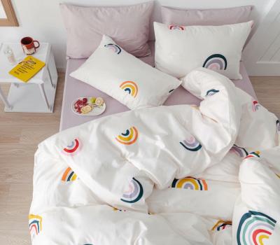 China Modern Rainbow Printing 100% Pure Cotton Printed Kids Bedding Set Twin Size Twin Wide for sale