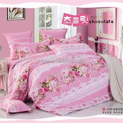 China 100% Cotton Twill Princess Style Lovely Flower Pink Bedding for sale