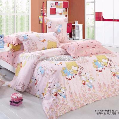 China Twill cheap price teddy bear print cartoon cotton bed set for kids for sale