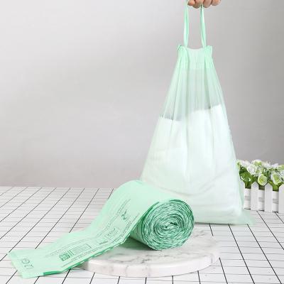 China 100% Popular Biodegradable and Compostable Bioplastic Printing Cornstarch EN13432 Drawstring Bag Trash Liner Garbage Belonging Garbage Bag for sale