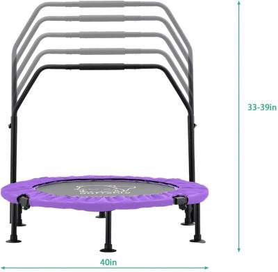 China With Protective Net Woven Belt Securing Safe Mini Folding Trampoline With Handle For Kids for sale