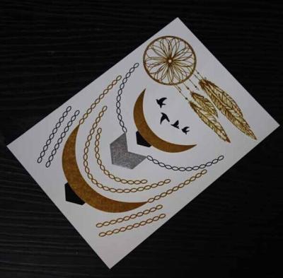 China Gold Metallic foil Tattoos, silver metallic foil tattoo, gold and silver metallic tattoo, for sale