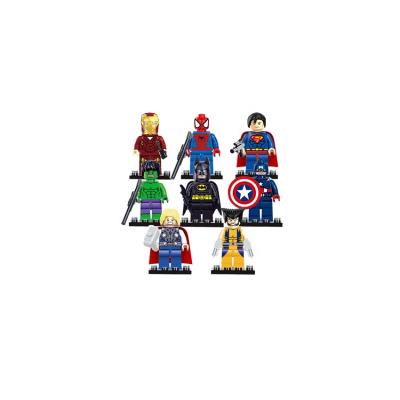 China Toy 8pcs/lot Justice League Bat-man Spiderman Ironman Captain USA Superhero Cartoon Building Block Toys Wholesale for sale