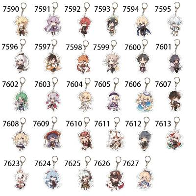 China Cartoon Toy Genshin Impact Peripheral Keqing Kaeya Alberch Double Side Key Chain Acrylic Pendant for sale