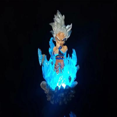 China Toy Dragon-Ball Z Collectible Cartoon Saiyan Goku Silver Hair Mini Desktop Decoration Super Gift Action Figures Can Shine for sale