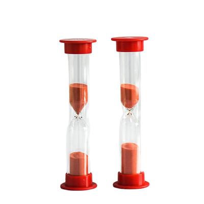 China Contemporary Red Sand Hourglass Plastic Sand Clock For Gifts Under 1 Dollar for sale