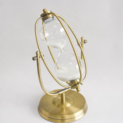 China Traditional Home Decor Desk Antique Hourglass 1 Hour Metal Sand Timer for sale