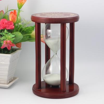 China 4 Pillars Hourglasses Sand Timer Traditional Antique Wooden Souvenir 15 Minute for sale