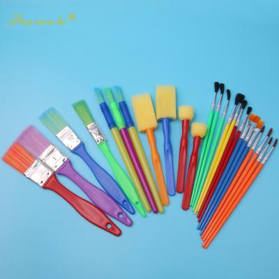 China Universal Nylon 25 Pcs Brushes Oil Play Brush Kids Watercolor Gouache Brush Acrylic Painting Set for sale