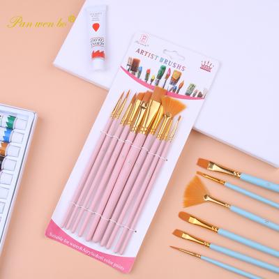 China Nylon Artist Paint Brush 12PCS Paint Brush Set for Acrylic Oil Painting for sale