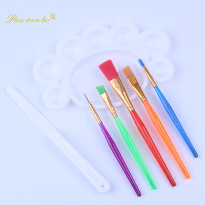 China Artist Brush Paint Brush Set 7 Pcs Colorful Nylon Brush for Kids Artist Paint Brush Set for sale