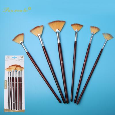 China Professional 6 Pcs Nylon Wool Hair Nylon Brushes For Acrylic Watercolor for sale