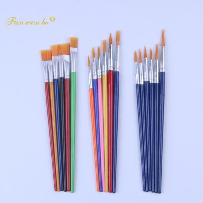 China New 6 Pcs of Nylon Hair Wood Handle Art Paint Brush Nylon Wool Handle 6 Acrylic and Oil Paint Brush for sale