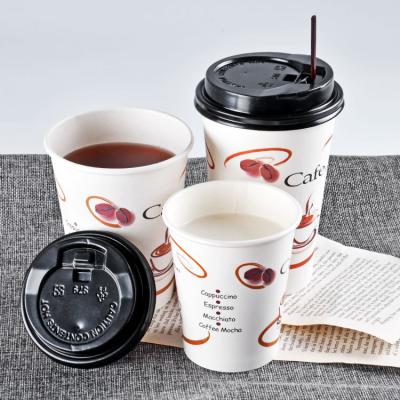 China Biodegradable Disposable Paper Cup Customized Logo Milk Coffee Tea Hot Water Cup Advertising Coffee Cup Thick Sleeve Printing With Cover Soy for sale