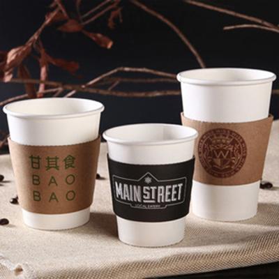 China Biodegradable Disposable Paper Cup Customized Logo Milk Coffee Tea Hot Water Cup Advertising Coffee Cup Thick Sleeve Printing With Cover Soy for sale