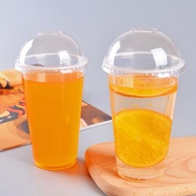 China Factory single wall custom logo pp plastic cups bubble tea cup milk tea U shape boba plastic cups with lid for sale