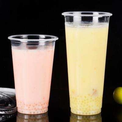 China 500ml 600ml 700ml single wall custom printing cheap clear cold drink pp pet transparent disposable plastic cup clear plastic cups for sale