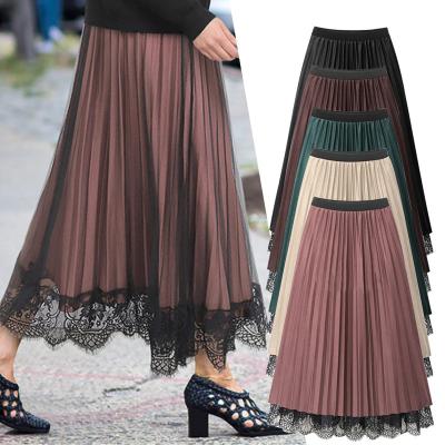 China Plus Size Fashion High Waist Maxi Pleated Chiffon Formal Long Skirts YF80167 for sale