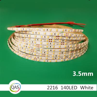 China PVC 2216 140led/m 3.5mm 2700-6500k led strip IP20 high lumen dc24v for sale