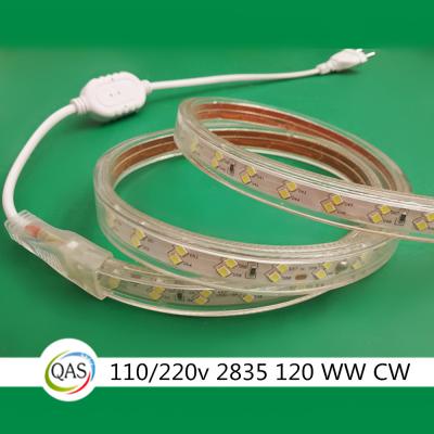 China Decorative Lighting Two Row Led Strip 2835 2700k 220v Waterproof IP67 for sale