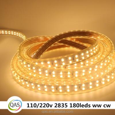 China AC 220V Decorative Lighting Waterproof Dual Row 180leds 2835 ww CW Led Strip Lighting Flexible CE ROHS for sale