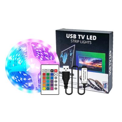 China Hot Selling Flexible LANDSCAPE USB 30leds/m Rear Backlight With RGB 5050 Remote Accessible Waterproof TV Led Strip 5V for sale