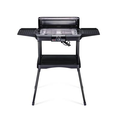 China 2000W height adjustable stand electric BBQ grill with table and shelf and wind shielffor side balcony cooking grill BBQ for Europe for sale