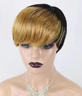 China Wholesale Brazilian Pixie Cut Human Hair Wigs Short Haircut Short Hair Machine Make No Lace Wig For Black Women-F-228 for sale