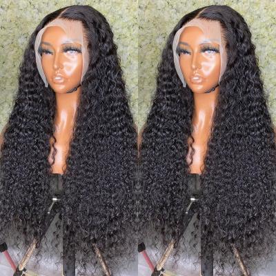 China Deep Wave Deep Wavy 13x4 Lace Front Human Hair Wigs Virgin Hair HD Swiss Lace Front Wigs For Black Women Wig Vendors for sale