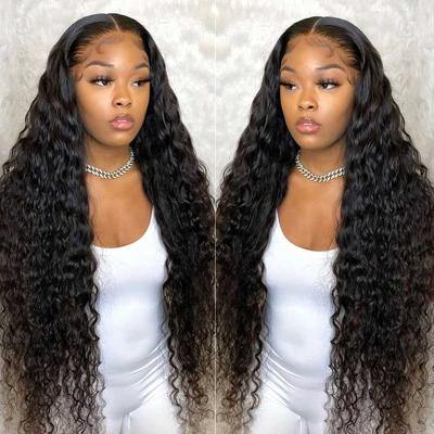 China Brazilian 13*4 Deep Wave Natural Human Hair Wigs Brazilian Deep Wave Transparent Lace Hair Wigs Lace Frontal Wigs For Black Women for sale