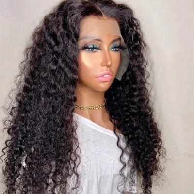 China Deep Wave Brazilian Glueless 30 Inch Full Lace Front Human Hair Wigs Deep Wave Human Hair Wigs Bleached Pre Plucked Knots For Black Women for sale