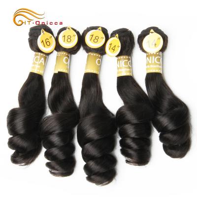 China Curly Curl 5 Pcs / Lot Virgin Peruvian Brazilian Hair Bundles Loose Wave Funmi Curl Natural Color Hair Extensions For Black Women for sale