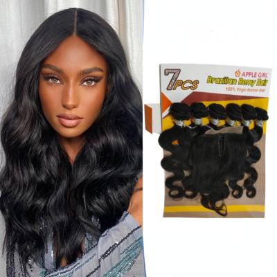 China Factory Wholesale New Arrival Price Solut Brazilian Virgin Hair Good Body Wave 1 Bundle 6 Bundles Hair 4x4 T Part Closure Wigs for sale