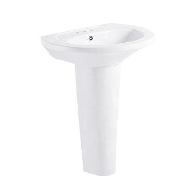 China Chandelier Gx2709 Round Shape Rustic Self-cleaning Chinese Bathroom Ceramic Pedestal Sink Step Down Glossy White Pattern Basin for sale