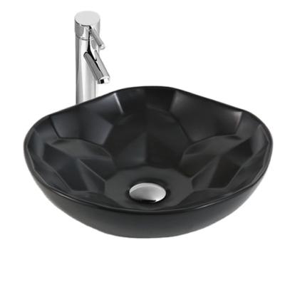 China Cheap Price 2620-Mb Modern Round Wall Hung Golden Counter Basin Matte Black Countertop Basin Right Shape Bathroom Wash Hand Sink for sale