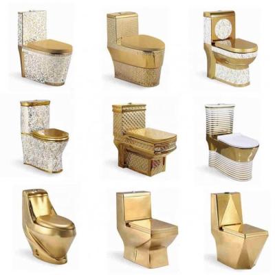 China Double-flow toilet gold gaoxiang toilet ware chinese gold toilet gaoxiang sanitary ware bathroom gold colorful hot sale gold ceramic toilet for sale