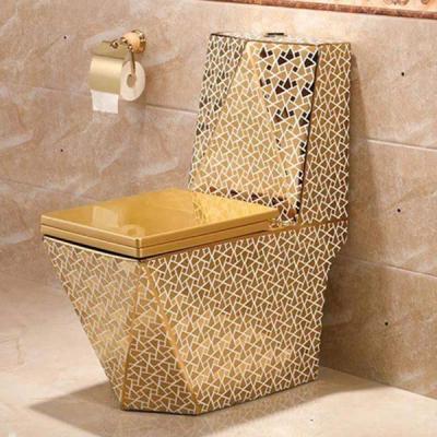 China Double-Flow Luxury Gold Colored Toilet Chair Ceramic Toilet Seat Gold Plated Toilet for sale